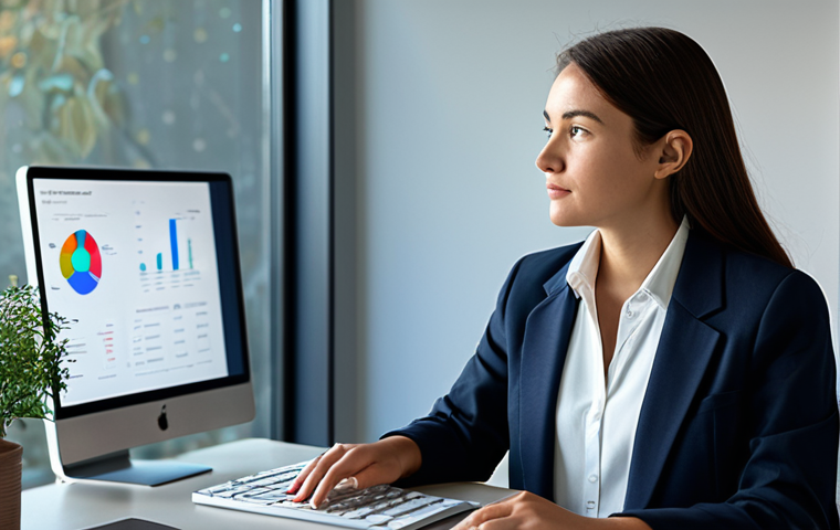 A professional young woman in a modest business blazer and a collared shirt, seated calmly at a sleek, minimalist desk in a modern, sunlit home office. She is attentively viewing a sophisticated holographic display illustrating a 'Budget Bucket System' with clearly defined, vibrant digital containers for 'Savings,' 'Housing,' 'Investments,' and 'Leisure.' Her hands are well-formed and naturally positioned, gently interacting with the display. The atmosphere is one of focus and empowerment. Full shot, professional photography, high resolution, soft ambient lighting, perfect anatomy, correct proportions, natural pose, well-formed hands, proper finger count, natural body proportions, safe for work, appropriate content, fully clothed, professional, family-friendly.
